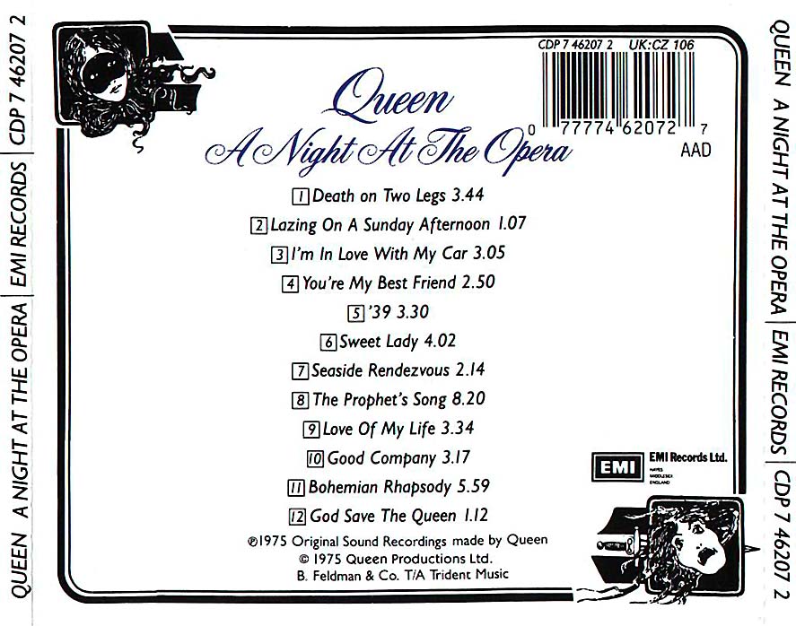 Queen  A night at the opera  back [1975]